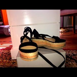 Lace Up Black Platform Espadrilles